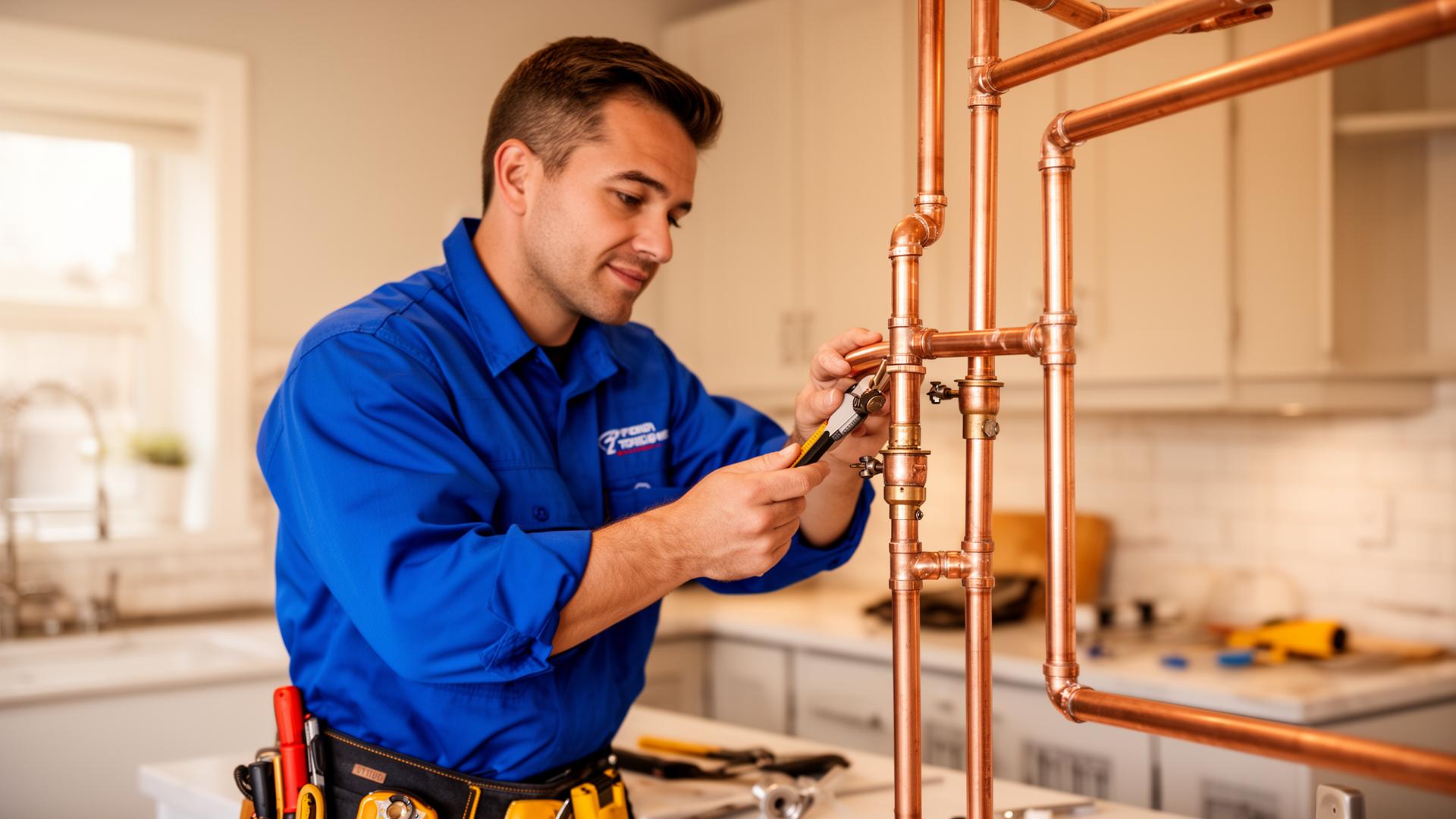 Professional plumber at work